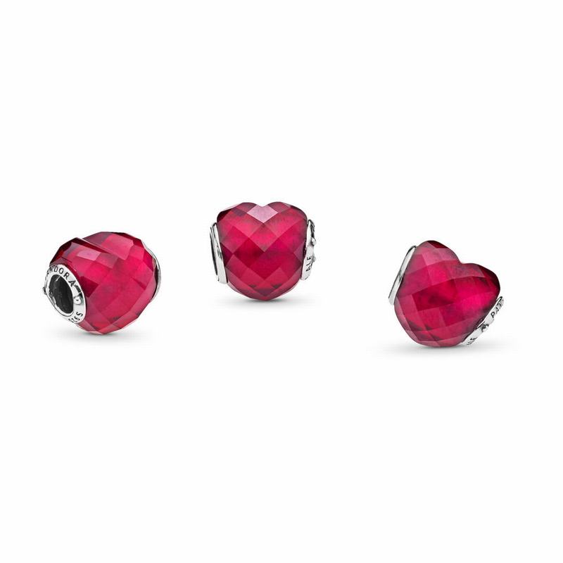 Pandora Fuchsia Pink Heart Charm - Sterling Silver/Pink/Crystal - Canada | AM6226EL